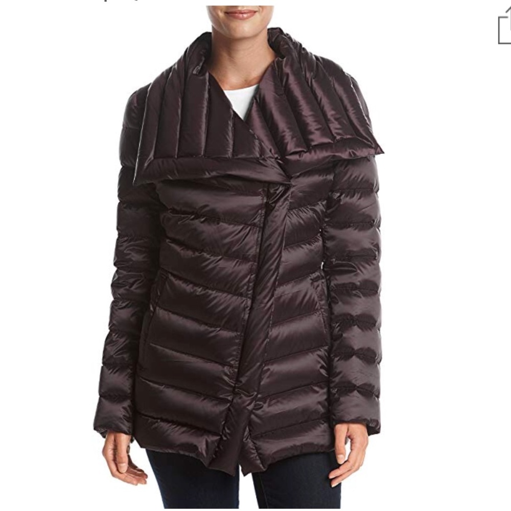 Tahari Asymmetrical Zip Quilted Down Jacket*NWT